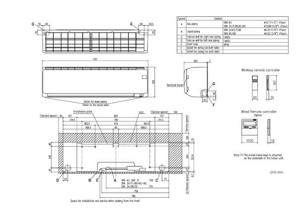 Mitsubishi Heavy Industries Air Conditioning SRK63ZR Wall 6.3Kw/21000Btu R32 A++ Install Pack